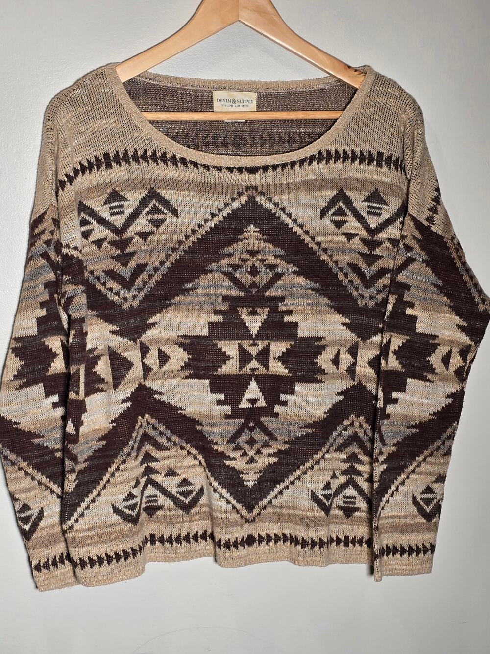 Denim & Supply Ralph Lauren L Cotton Southwestern Aztec Geometric Knit Sweater